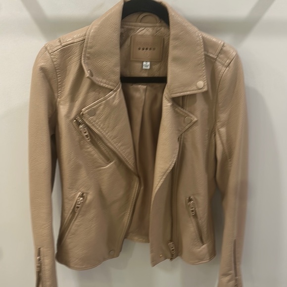 Blank NYC Tan Leather Motorcycle Jacket Asymmetrical Zipper - Picture 1 of 2